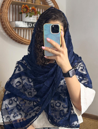 خرید شال زنانه مزونی دانتل سرمه ای 
