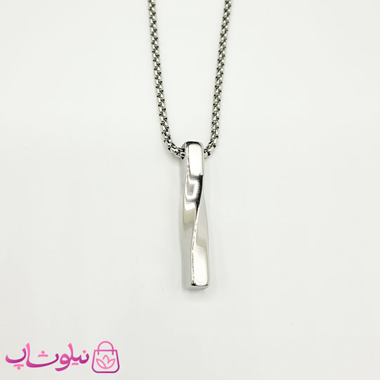 خرید  گردنبند مردانه مدل مکعب عشق مارپیچ نقره ای استیل 