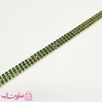 دستبند دخترانه ژوپینگ طرح تنیسی سبز طلایی سه لاین کد 5491