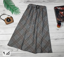 دامن چهارخونه پشمی قد 75 کد 50129