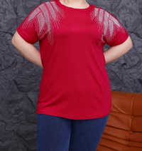 بلوز زنانه ویسکوز نگین دار طرح بال فرشته کد 55