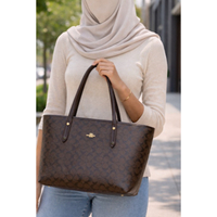 کیف زنانه توت بگ کوچ  های کپی Coach Tote Bag روزمره قهوه ای  شیک جادار