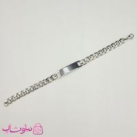 دستبند مردانه مدل کارتیه پلاک دار نقره ای رنگ کد 2891