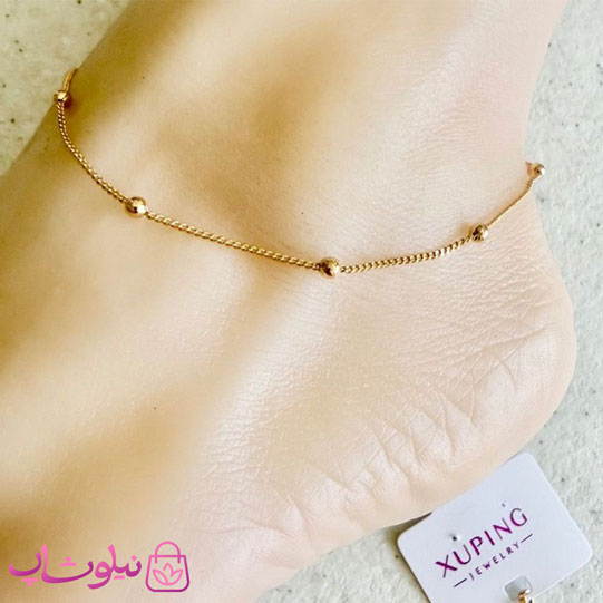 خرید پابند زنانه ژوپینگ مدل توپی طلایی رنگ