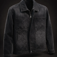 خرید محصول لوکس# سویشرت جین مشکی طرح مونوگرام داخل آستر ضخیم