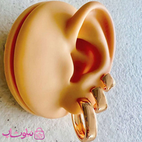 پک گوشواره ژوپینگ مدل حلقه ای پهن آینه ای طلایی (سه جفت) کد 6991