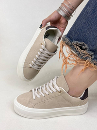 خرید ونس زنانه لژدار زارا موکا ZARA Canvas Syle Trainers