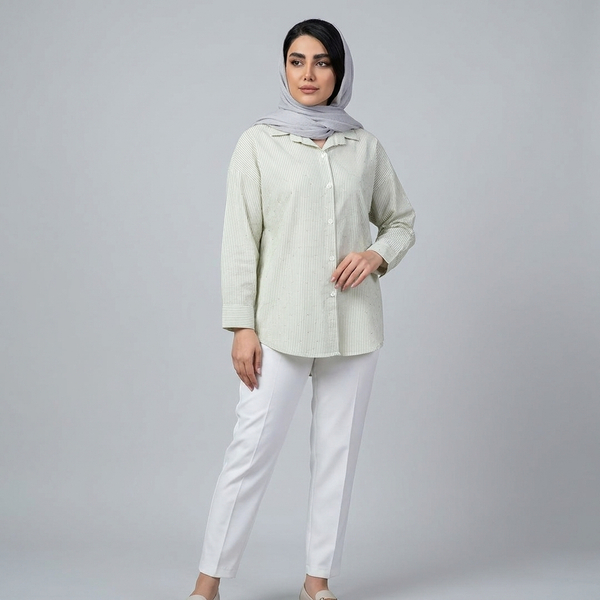 شومیز زنانه راه راه نگین دار