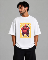 تیشرت باکسی سفید | طرح ددپول فانتزی | سبک Chonky Comic Streetwear