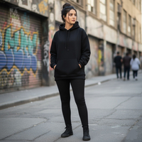 هودی مشکی اوور سایز LANE SEVEN