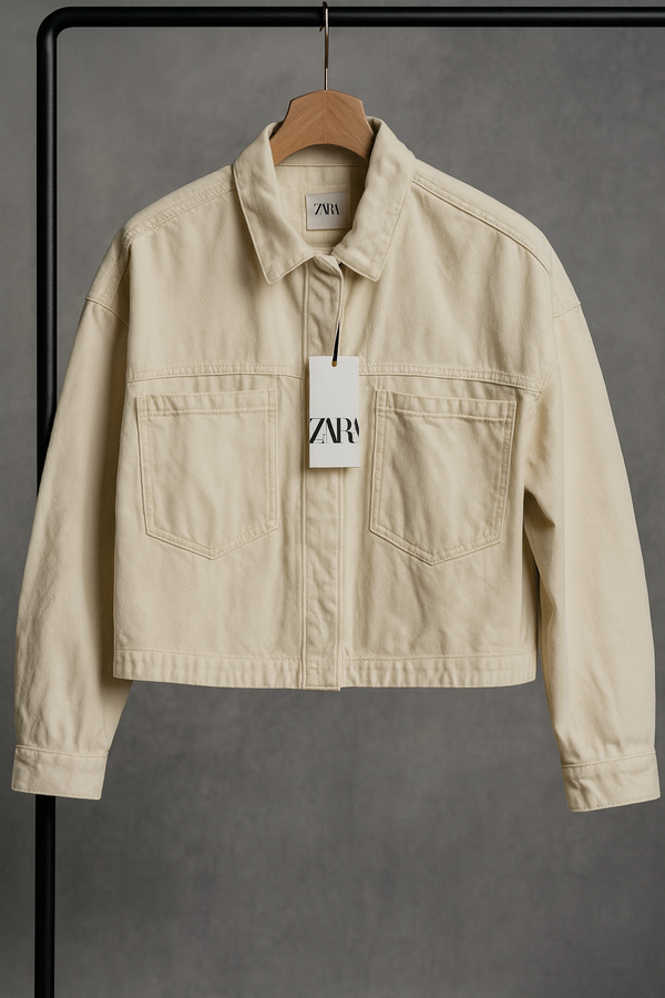 کت جین رنگ شیری ZARA اورجینال