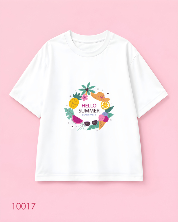 خرید تیشرت اورسایز نخ پنبه طرح Hello Summer Beach Party