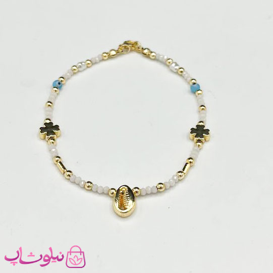 خرید  دستبند زنانه صدفی طرح گل 