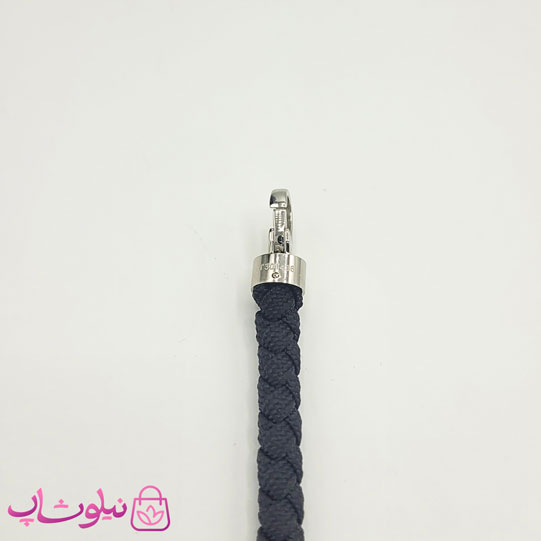 دستبند امگا برزنتی یا کنفی مشکی مردانه با قفل نقره ای کیفیت مستر کد 1100