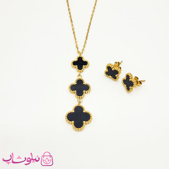 خرید  ست گوشواره و گردنبند دخترانه ونکلیف مشکی 