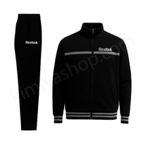 خرید ست ورزشی مردانه ریبوک رنگ مشکی با نوار طوسی گرمکن و شلوار اسپرت Reebok