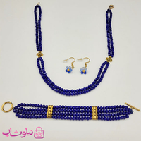 خرید  سرویس زنانه دستساز برند N&SH مدل کریستال و گل آبی 