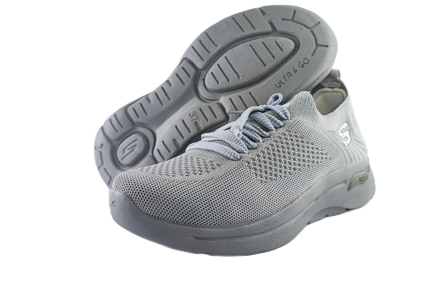 کفش اسپرت و روزمره زنانه و پسرانه برند اسکچرز Skechers مدل بافتی بندی طوسی کد 237