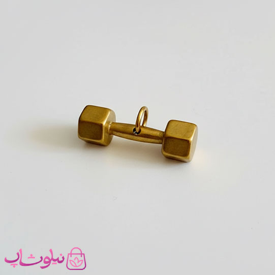 خرید  گردنبند دمبل ورزشی مدل طلایی استیل (اندازه پلاک متوسط) 