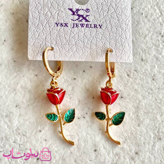 خرید گوشواره زنانه YSX مدل گل رز قرمز