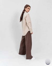 شومیز زنانه لینن کرمی روشن H&M