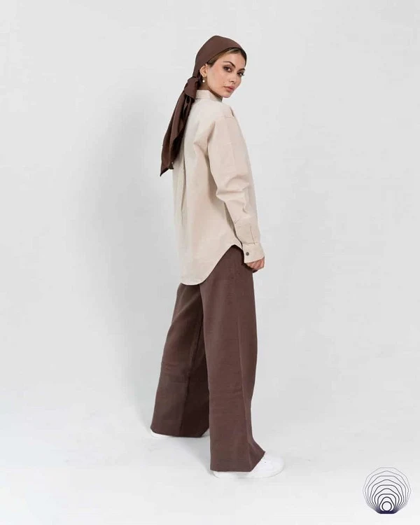 شومیز زنانه لینن کرمی روشن H&M
