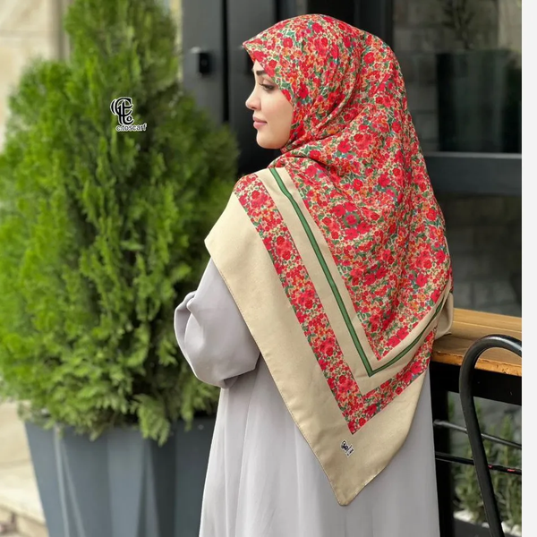 خرید روسری نخ کاستوم طرح گلی سایز 140 