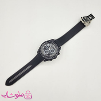 خرید ساعت امگا سواچ moonswatch با بند رابر زنانه مردانه رنگ فول مشکی کیفیت مستر
