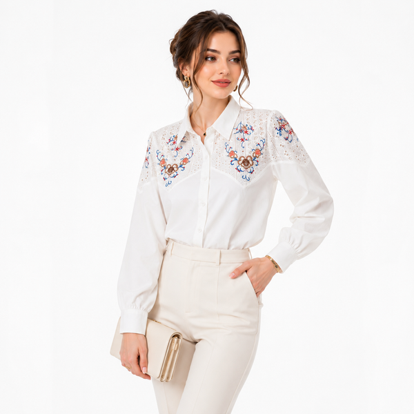 شومیز زنانه گلدوزی وارداتی کد 361