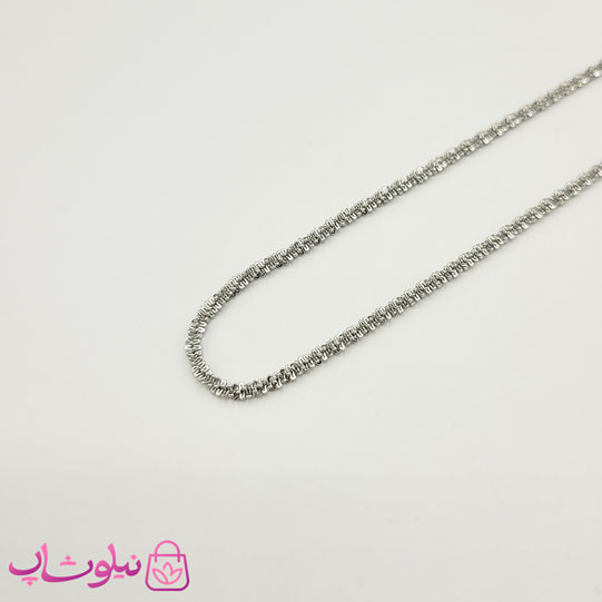 خرید زنجیر گردنبند زنانه مدل خاویاری استیل نقره ای