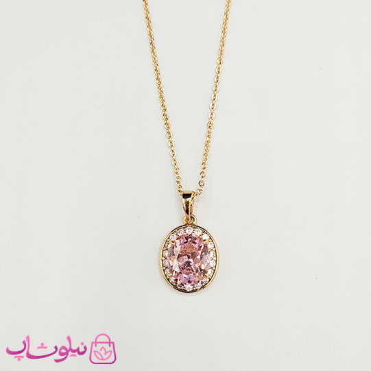 خرید  گردنبند زنانه ژوپینگ با پلاک صورتی 