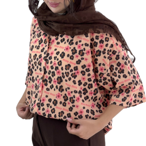 خرید شومیز قلبی miu miu آستین کوتاه بابونه 