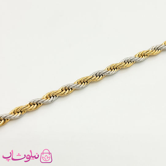 دستبند طنابی دو رنگ زنانه استیل ضخیم کد 149
