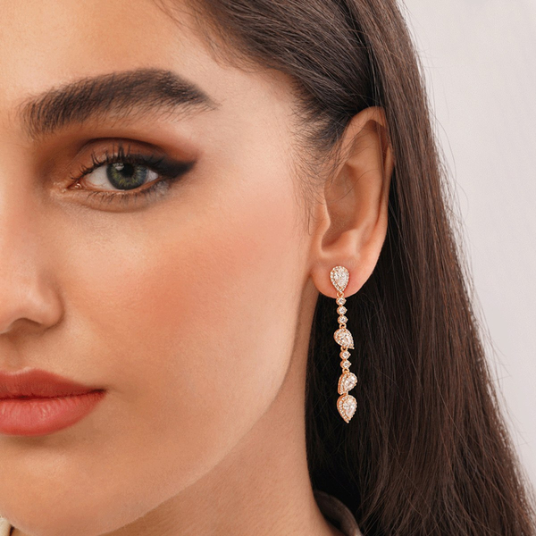 خرید گوشواره ژوپینگ طلایی نگین دار
