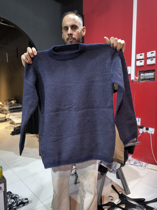 پلیور بافت لش سرمه ای ملانژ ا کژوال فری سایز مناسب سایز L و XL استایل ترند 2026 کد 9203