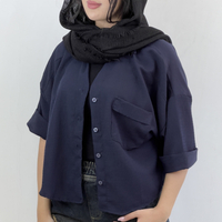 شومیز باکسی سرمه ای مدل لوفن