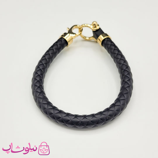دستبند امگا رابر مشکی با قفل طلایی سایز لارج کیفیت مستر کد 1200