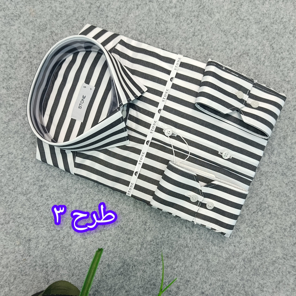 پیراهن مردانه راه راه پارچه ترک سایز M تا 2XL آستین بلند | پیراهن آستین بلند راه راه سفید مشکی مردانه 6 طرح متنوع قواره آزاد | پیراهن آستین بلند مردانه راه راه قواره کلاسیک