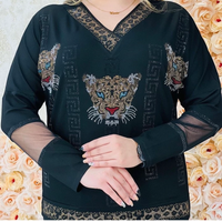 بلوز مجلسی زنانه پلنگی سنگ کریستال ترک