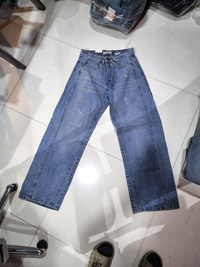 شلوار شافل (آبی وسط سنگشور Medium Blue Wash) ریزشی جین کد 51155 مستر کوالیتی ™ استکینگ و چین‌های چندلایه سنگین (Puddle Effect)