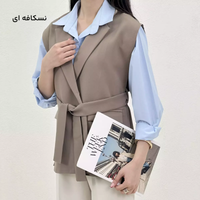 وست یقه انگلیسی کرپ مازراتی (آبی)