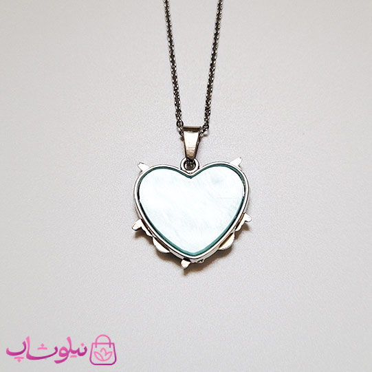 گردنبند زنانه مدل قلب آبی روشن دورو کد 55