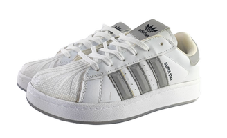 کفش اسپرت زنانه و پسرانه برند آدیداس مدل سوپر استار Adidas سفید طوسی کد 114