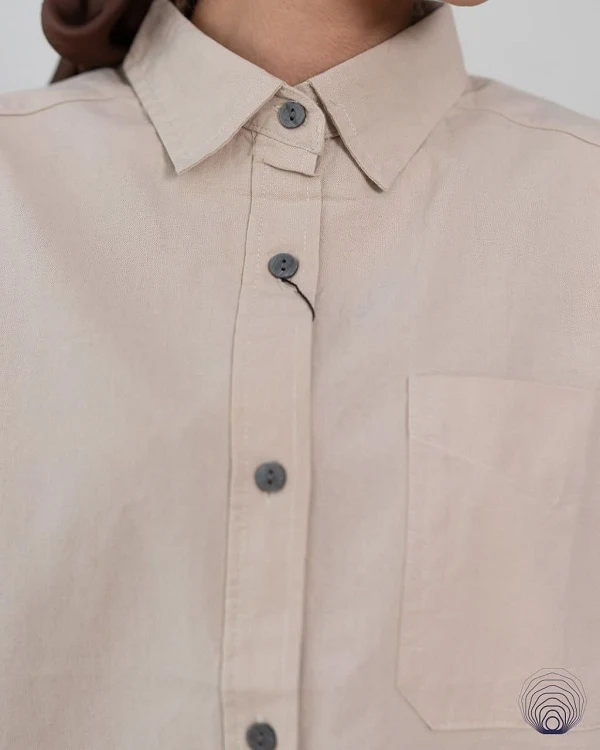 شومیز زنانه لینن کرمی روشن H&M