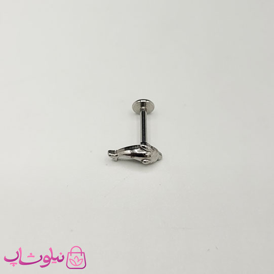 خرید  پیرسینگ گوش استیل مدل دلفین نقره ای رنگ کوچک 