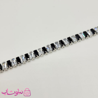 گردنبند زنانه تنیسی پهن دورنگ مشکی سفید کد 3298