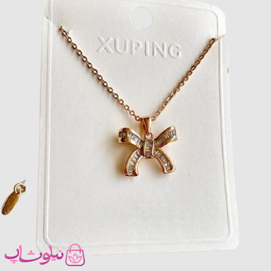 گردنبند دخترانه ژوپینگ مدل پاپیون نگیندار کد 499