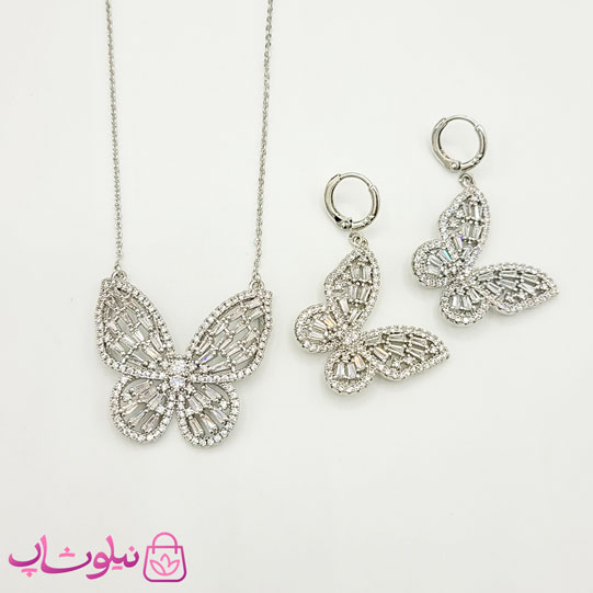 خرید  نیم ست دخترانه YSX طرح پروانه نقره ای 