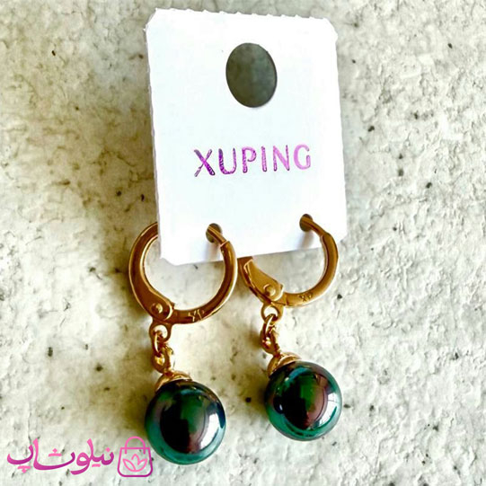 خرید گوشواره زنانه ژوپینگ با آویز تیله ای هولوگرامی قطر 8 میل