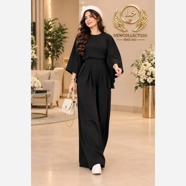 خرید ست تیکه اسپینیش جنس صوفیا اعلا رنگ مشکی فری سایز 38 تا 46 